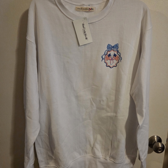 White Sweatshirt with Embroidered Patch - Picture 1 of 2